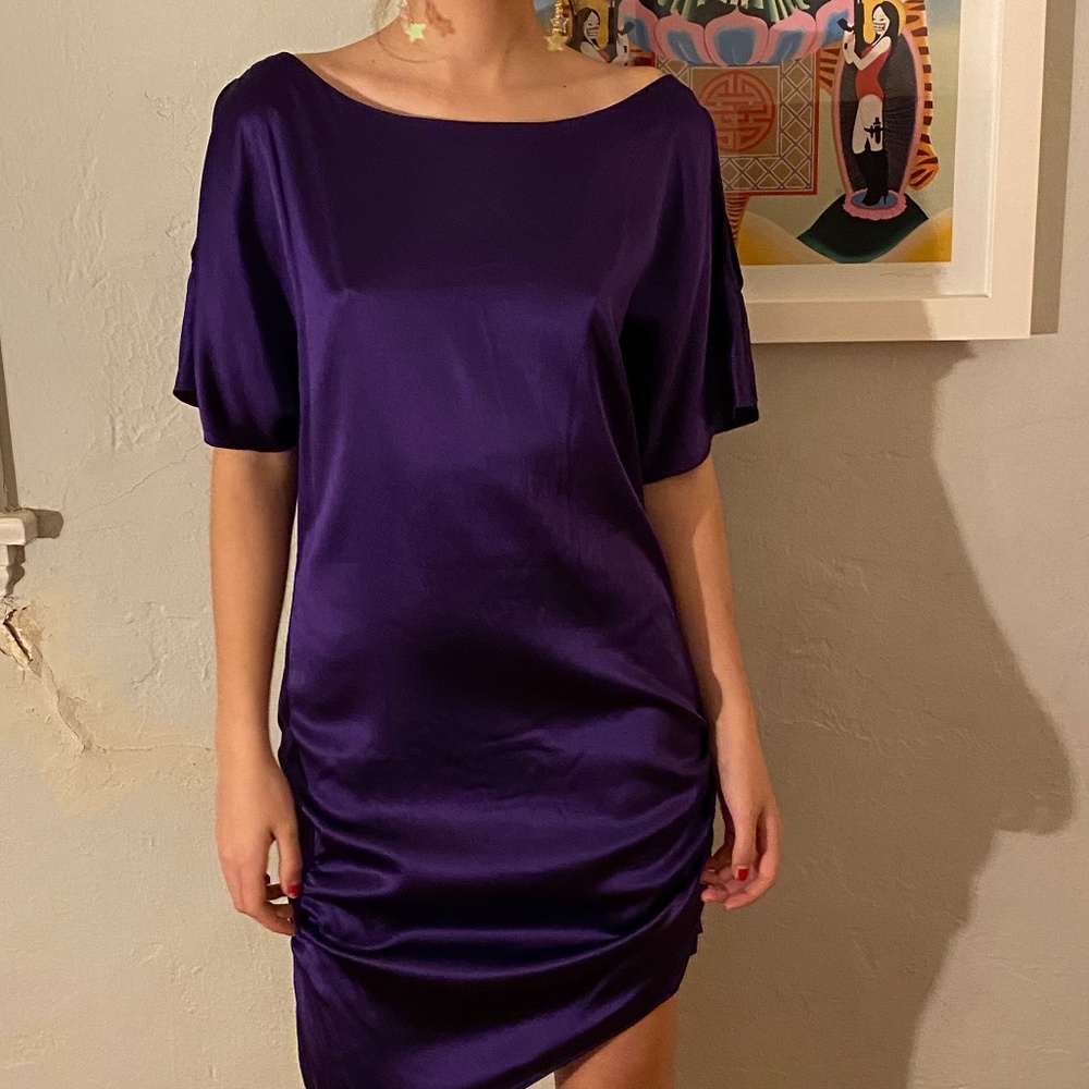 Alice and Olivia Purple Silk Dress